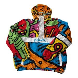 Keith Haring x Members Only Windbreaker Jacket Pop Art Vintage Small